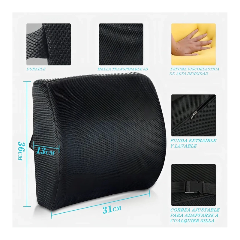 ALMOHADA PARA SILLA DE RUEDAS LUMBAR AUTO OFICINA - 2