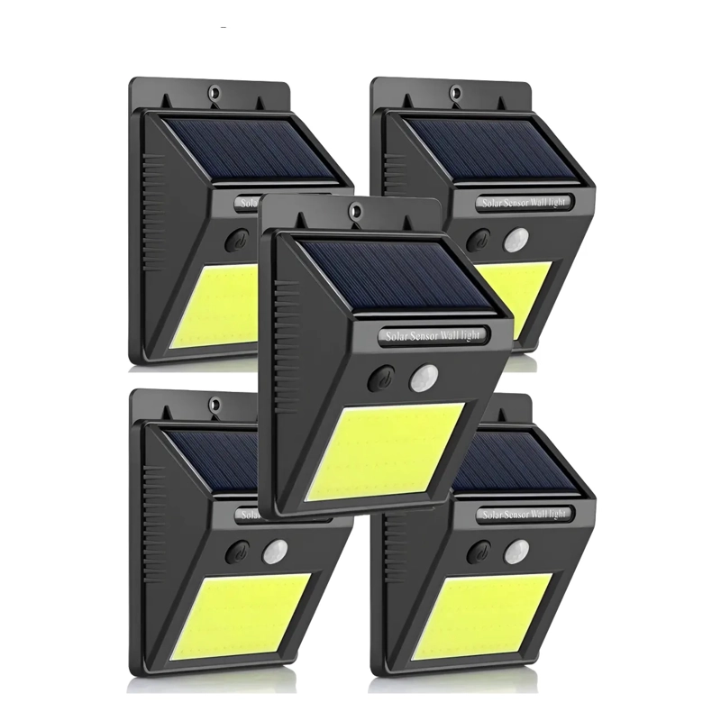 JUEGO DE FOCO LED SOLAR 48LED SENSOR MOVIMIENTO EXTERIOR 5 UNIDADES - 1