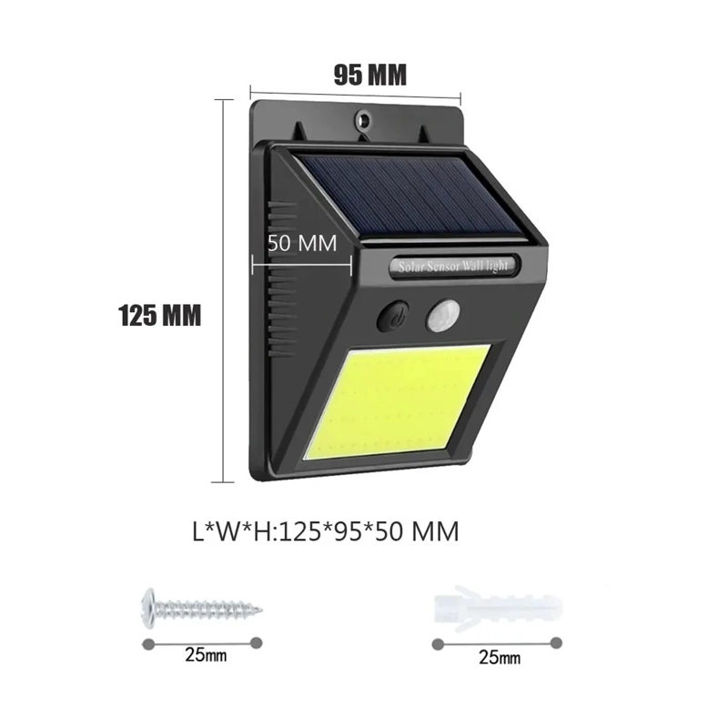 JUEGO DE FOCO LED SOLAR 48LED SENSOR MOVIMIENTO EXTERIOR 5 UNIDADES - 2