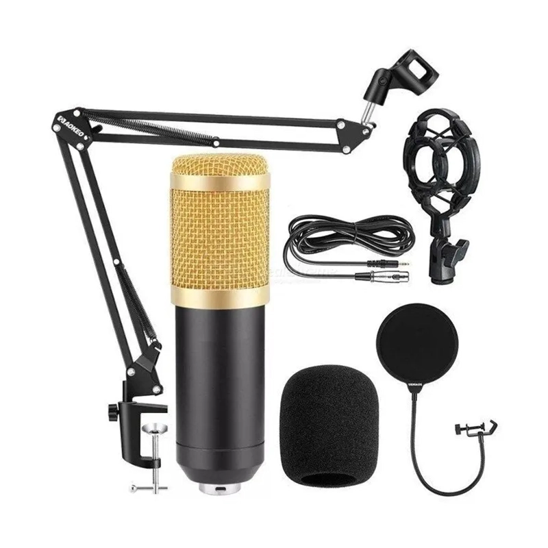 KIT MICROFONO ESTUDIO CONDENSADOR PROFESIONAL SOPORTE BRAZO - 1