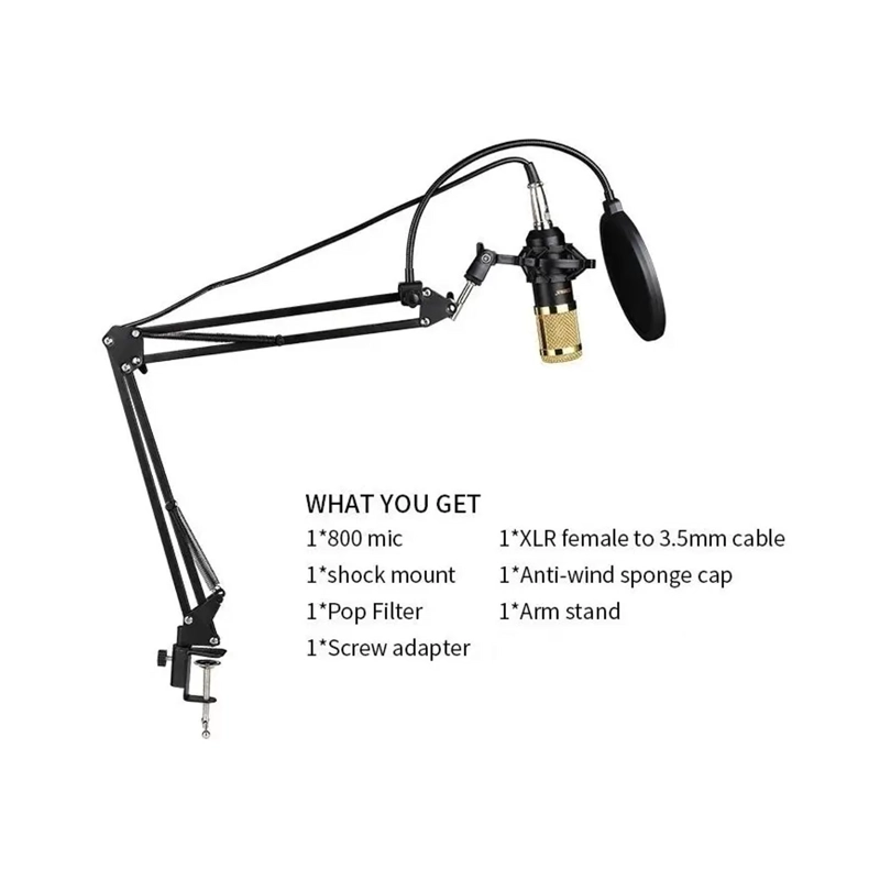 KIT MICROFONO ESTUDIO CONDENSADOR PROFESIONAL SOPORTE BRAZO - 3