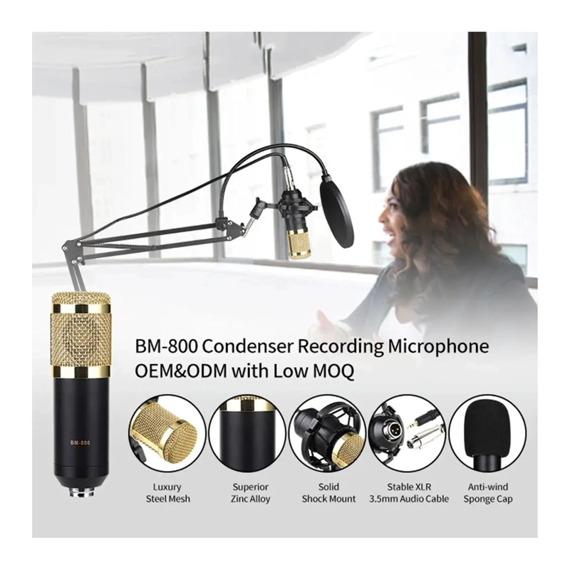 KIT MICROFONO ESTUDIO CONDENSADOR PROFESIONAL SOPORTE BRAZO - 5