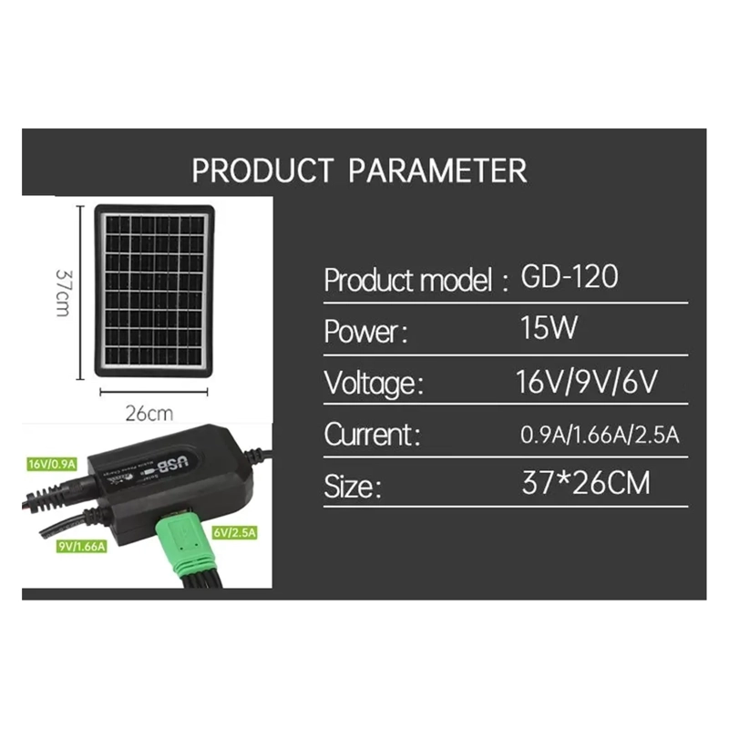PANEL SOLAR EMERGENCIA CAMPING CARGADOR 15W ENERGIA - 5