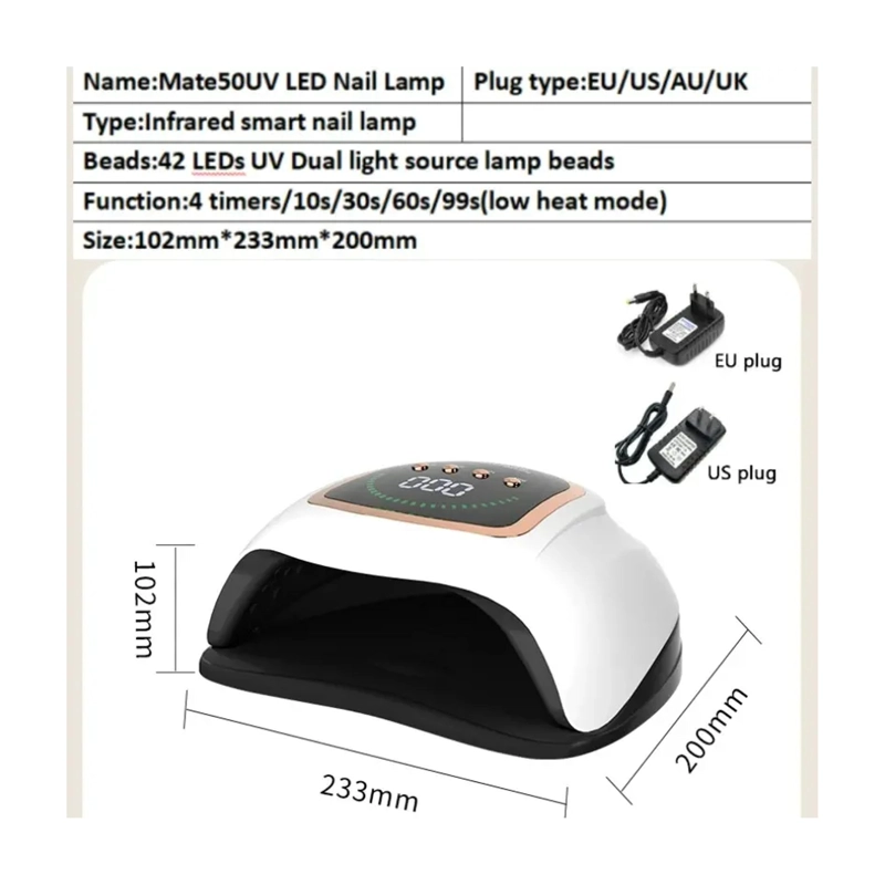 SECADOR UÑA UV LED LAMPARA MANICURE LCD PROFESIONAL 300W - 6