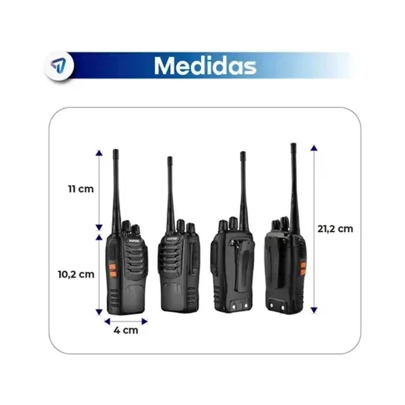 WALKIE TALKIE BF-888S RADIO TRANSMISOR PACK DUOS RECARGABLE USB CON LINTERNA LED - 2