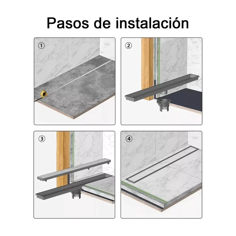 REJILLA DE CUBIERTA ANTI-OLOR DUCHA ANTI-OBSTRUCCION 10×40CM - 3