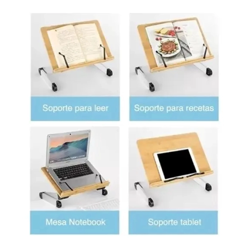MESA MADERA NOTEBOOK SOPORTE LIBROS LECTURA PLEGABLE - 2