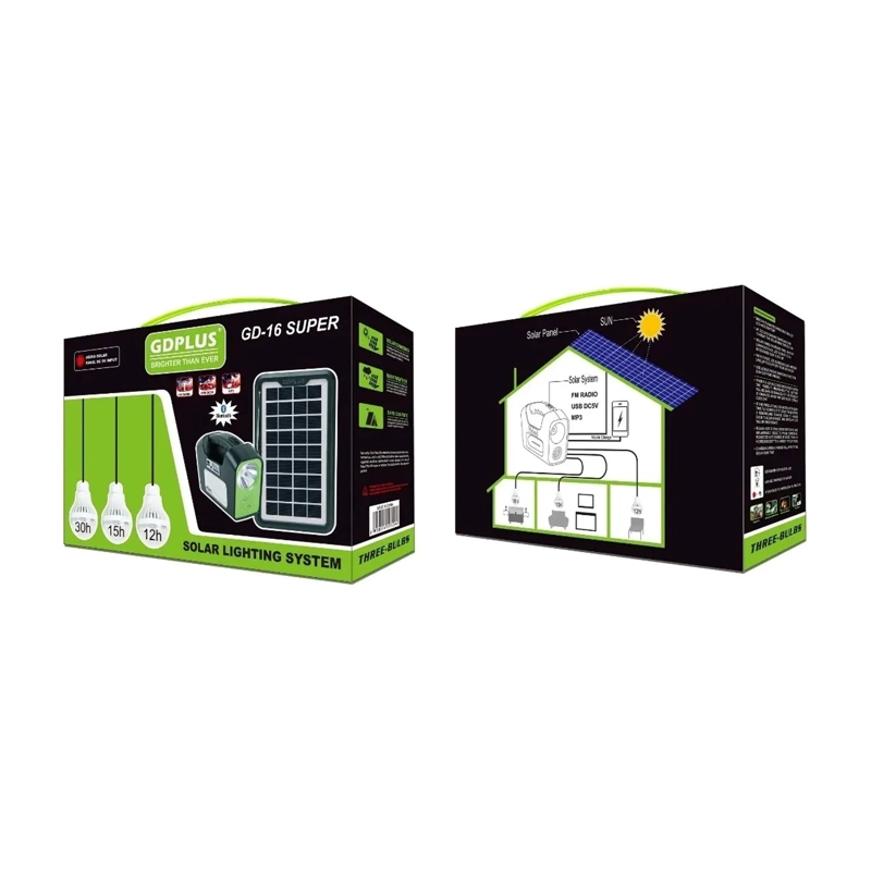 KIT SOLAR CAMPING LAMPARA LED GD-16 6V RECARGABLE BLUETOOTH - 3