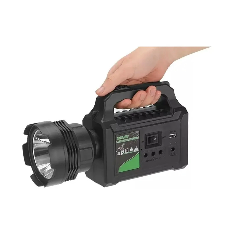 KIT SOLAR EMERGENCIA CAMPING 220V USB 3 AMPOLLETAS LINTERNA - 6