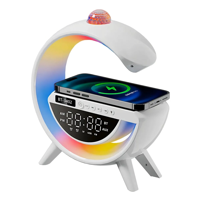 LAMPARA DE MESA PARLANTE BLUETOOTH CON CARGA INALAMBRICA LED RGB - 1