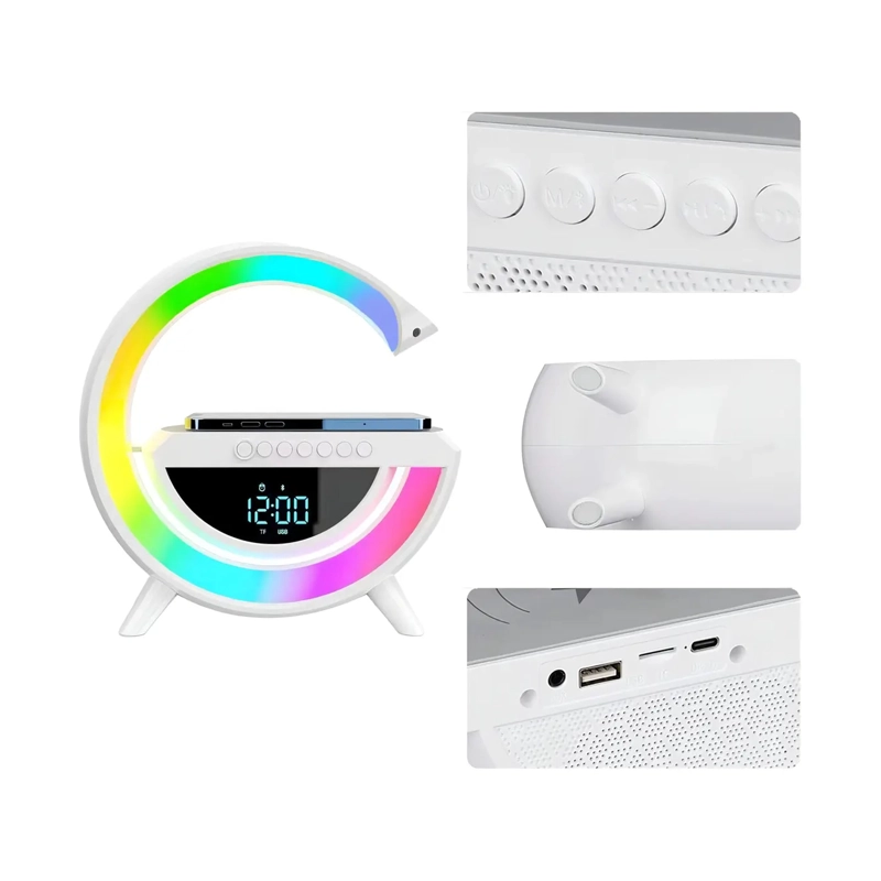 LAMPARA DE MESA PARLANTE BLUETOOTH CON CARGA INALAMBRICA LED RGB - 2