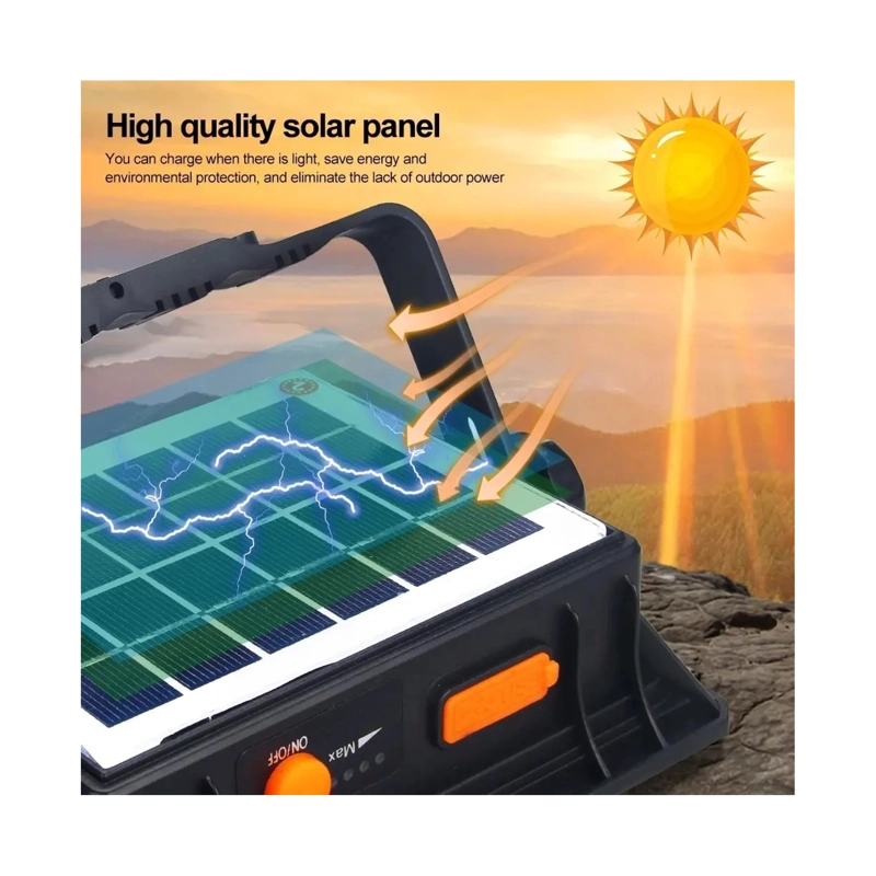 FOCO LED PORTATIL RECARGABLE 150W PANEL SOLAR 4 MODO LUZ - 3