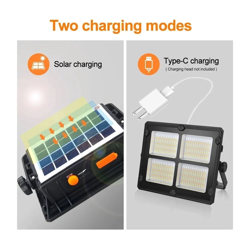 FOCO LED PORTATIL RECARGABLE 150W PANEL SOLAR 4 MODO LUZ - 7