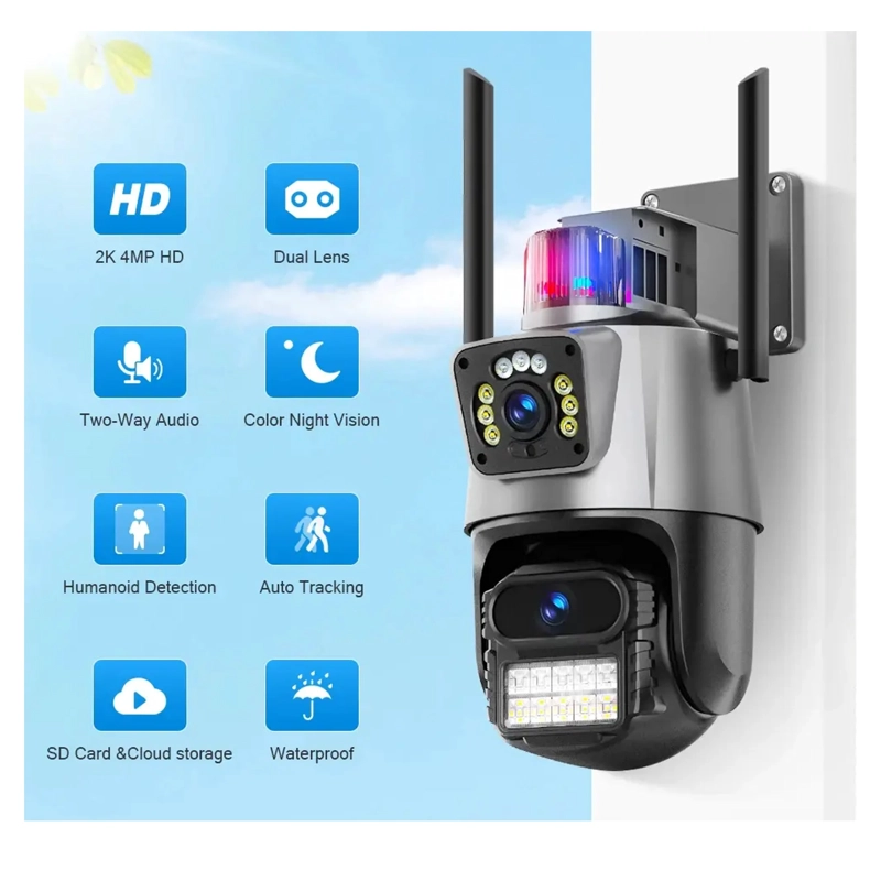 CAMARA VIGILANCIA WIFI EXTERIOR 2K 4MP DOBLE LENTE ALARMA - 2