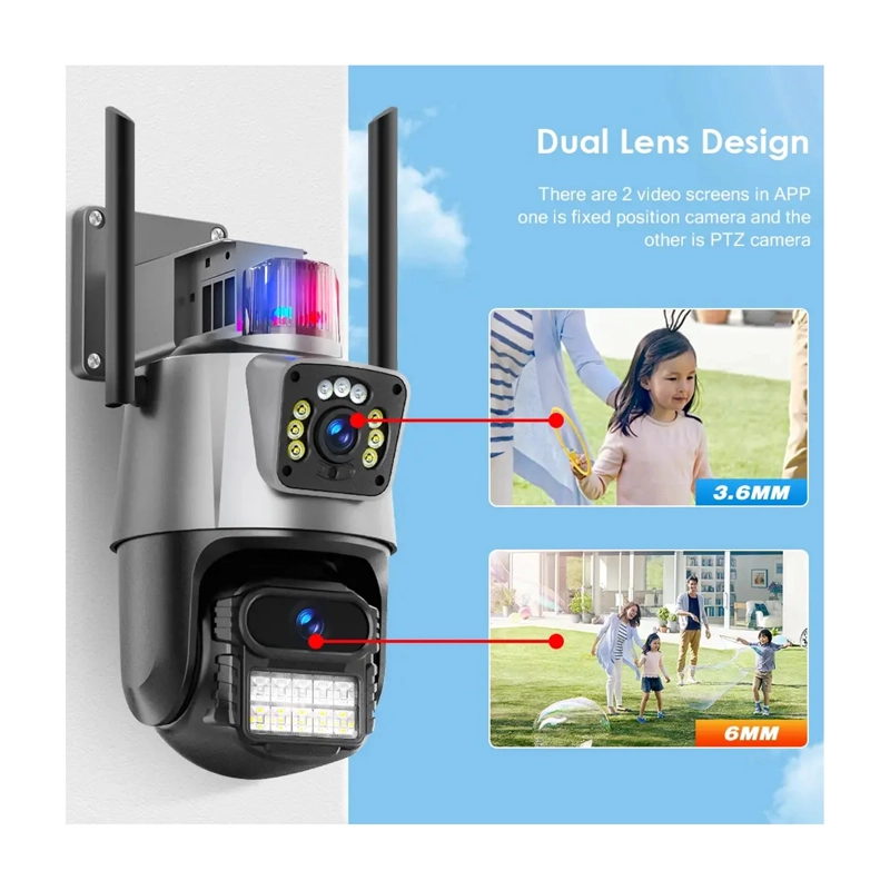 CAMARA VIGILANCIA WIFI EXTERIOR 2K 4MP DOBLE LENTE ALARMA - 5