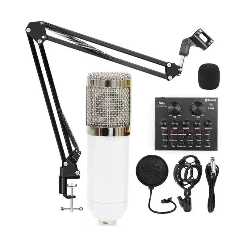 MICROFONO CONDENSADOR SOPORTE BRAZO TARJETA SONIDO V8 - 1