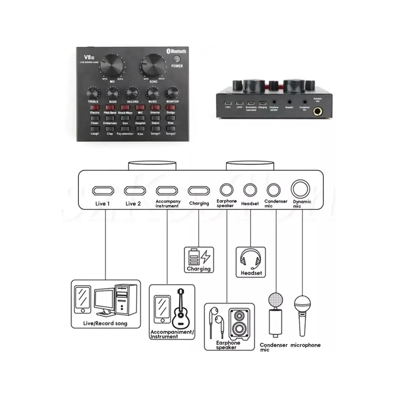 MICROFONO CONDENSADOR SOPORTE BRAZO TARJETA SONIDO V8 - 4