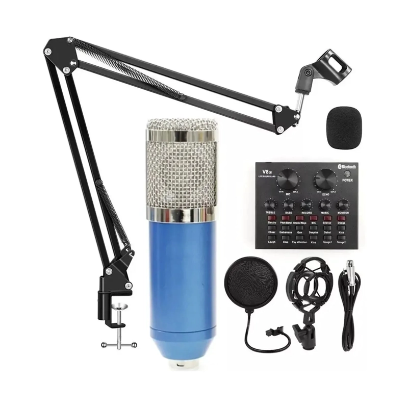 MICROFONO CONDENSADOR SOPORTE BRAZO TARJETA SONIDO V8 - 1