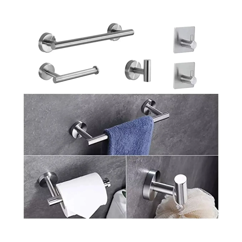 SET DE 5 ACCESORIOS DE BAÑO ACERO INOXIDABLE - 2
