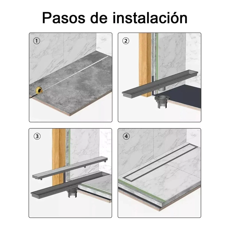 REJILLA DE CUBIERTA ANTI-OLOR DUCHA ANTI-OBSTRUCCION 10×50CM - 3