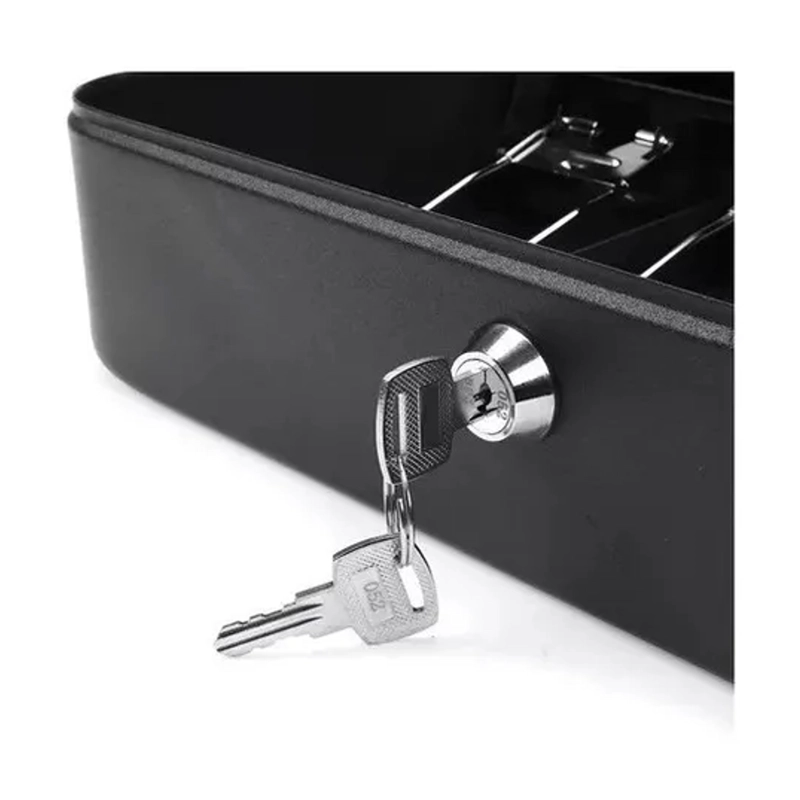 CAJA ORGANIZADORA DE DINERO NEGRA CON LLAVE DE SEGURIDAD - 4