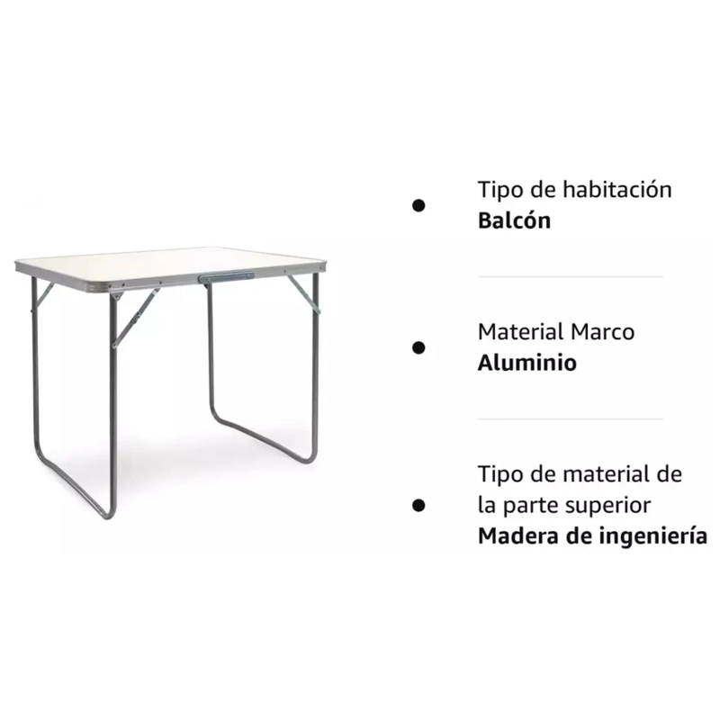MESA PLEGABLE ALUMINIO PORTATIL CAMPING 50CM X 70CM - 2