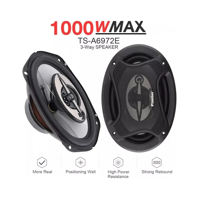 KIT 2 PARLANTES AUTO 6X9 OVALADOS 1000W COAXIAL 3 VIAS - 4