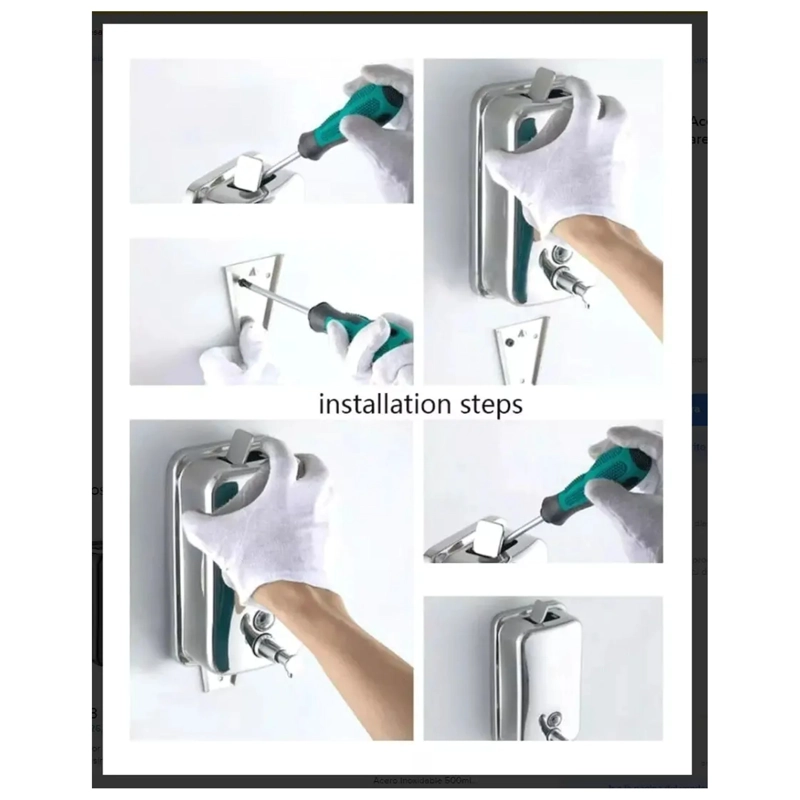 DISPENSADOR JABON ACERO INOXIDABLE 800ML DE PARED - 4