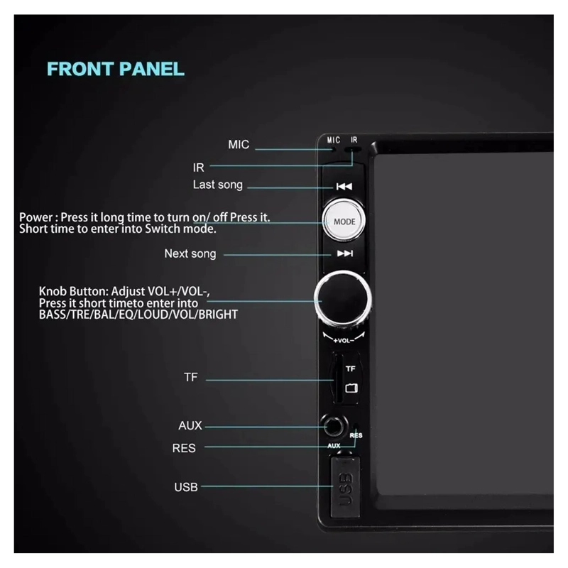 RADIO AUTO DE PANTALLA TACTIL 2 DIN BLUETOOTH MP5 SD USB - 5