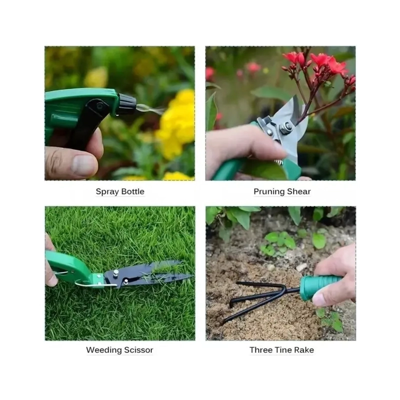 KIT JARDINERIA HERRAMIENTAS RASTRILLO PASTO TIJERA DE PODA - 5