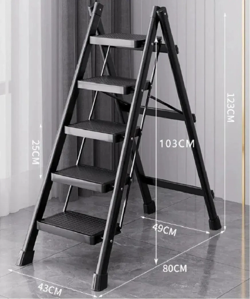 ESCALERA BANQUETA PLEGABLE 5 ESCALONES TIJERA DE ALUMINIO - 3