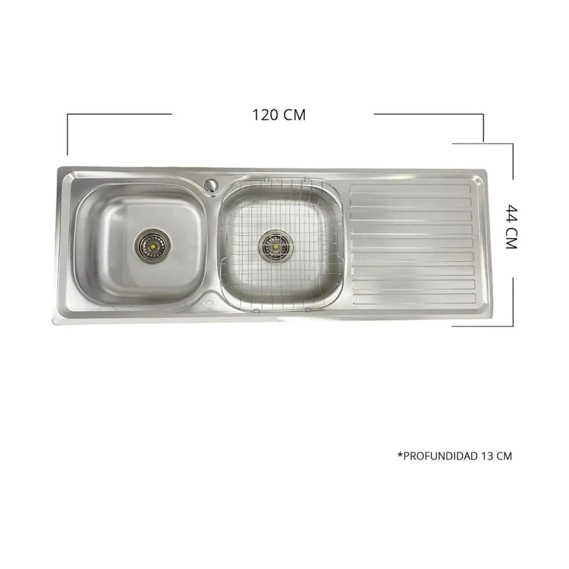 LAVAPLATOS 120X44 PARA EMPOTRAR DOBLE ACERO INOXIDABLE SECADOR  LADO DERECHO - 3