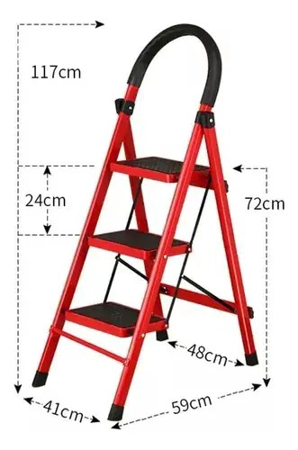 ESCALERA ANTIDESLIZANTE 3 ESCALONES PELDAÑO AMPLIO PLEGABLE - 2