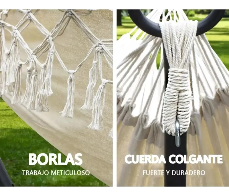 HAMACA CON BORLAS PARA EXTERIORES 150X200CM - 2