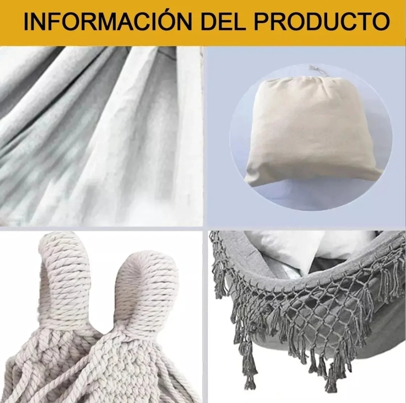 HAMACA CON BORLAS PARA EXTERIORES 150X200CM - 3