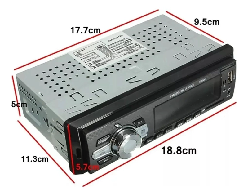 RADIO DE AUTO 1 DIN BLUETOOTH USB MP3 MICROSD AUX FM - 5