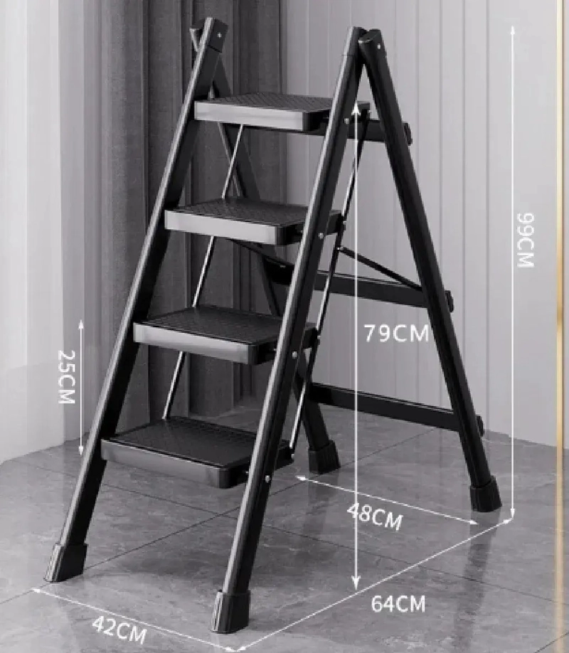ESCALERA BANQUETA PLEGABLE 4 ESCALONES TIJERA ALUMINIO - 2