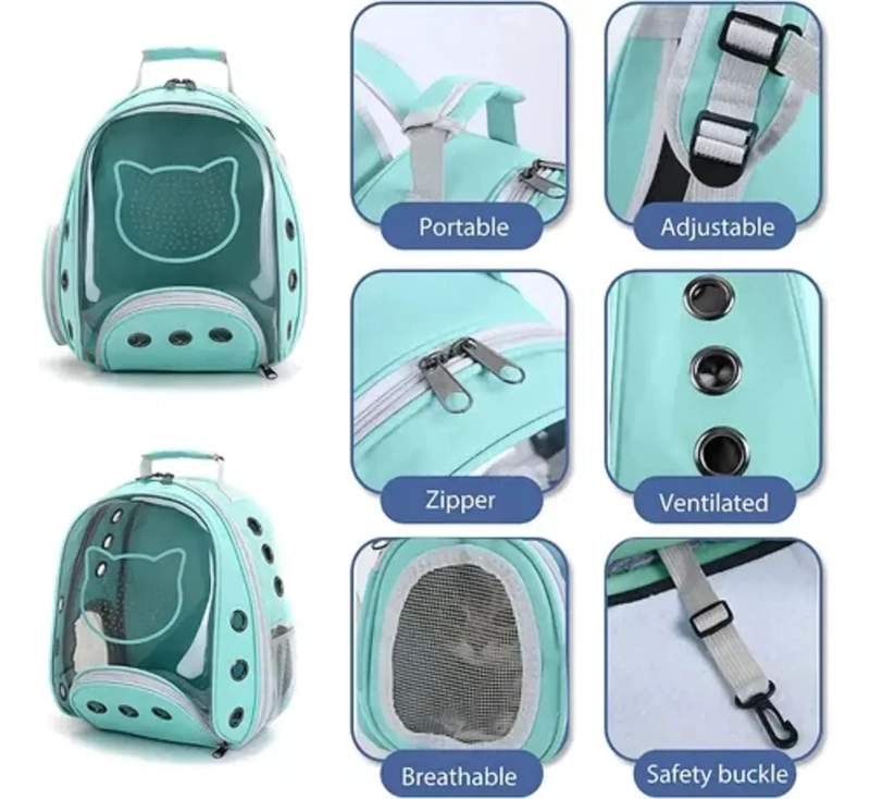 BOLSO TRANSPORTE MASCOTAS TRANSPARENTE ERGONOMICO M - 2