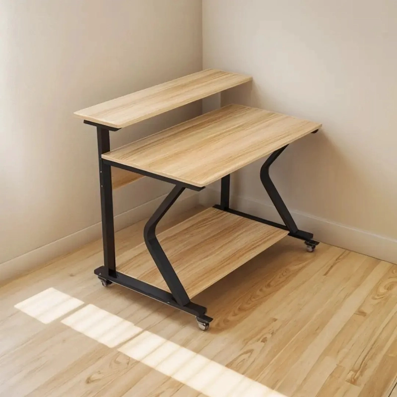 ESCRITORIO DE ORDENADOR CON REPISA 90CM ARMABLE MADERA - 5