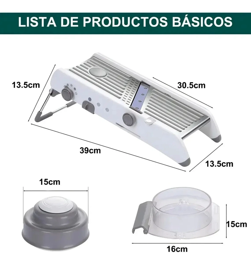 MANDOLINA CORTADOR VERDURAS RALLADOR PICADOR MULTIFUNCIONAL - 3