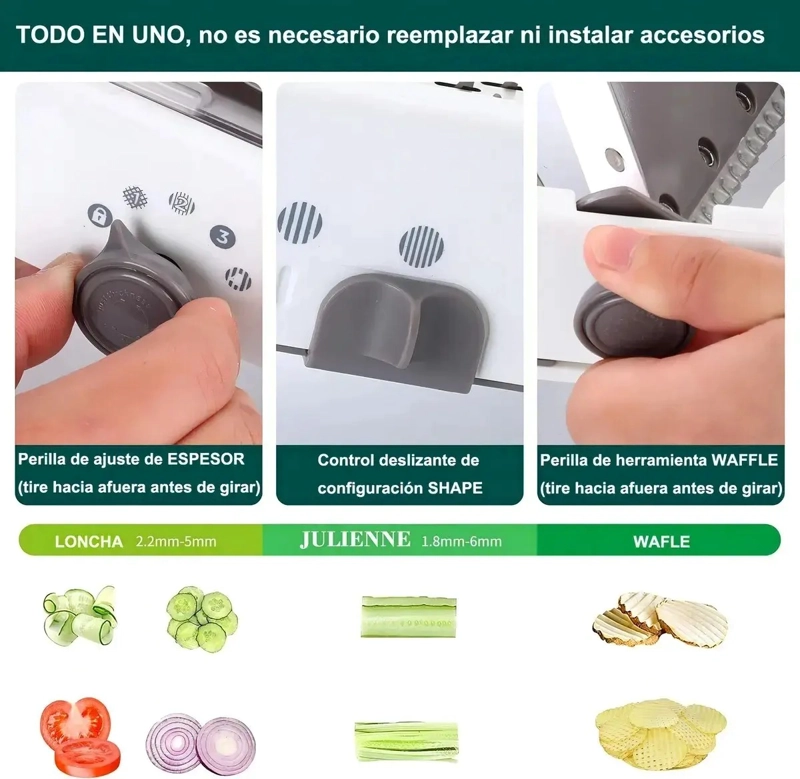 MANDOLINA CORTADOR VERDURAS RALLADOR PICADOR MULTIFUNCIONAL - 4