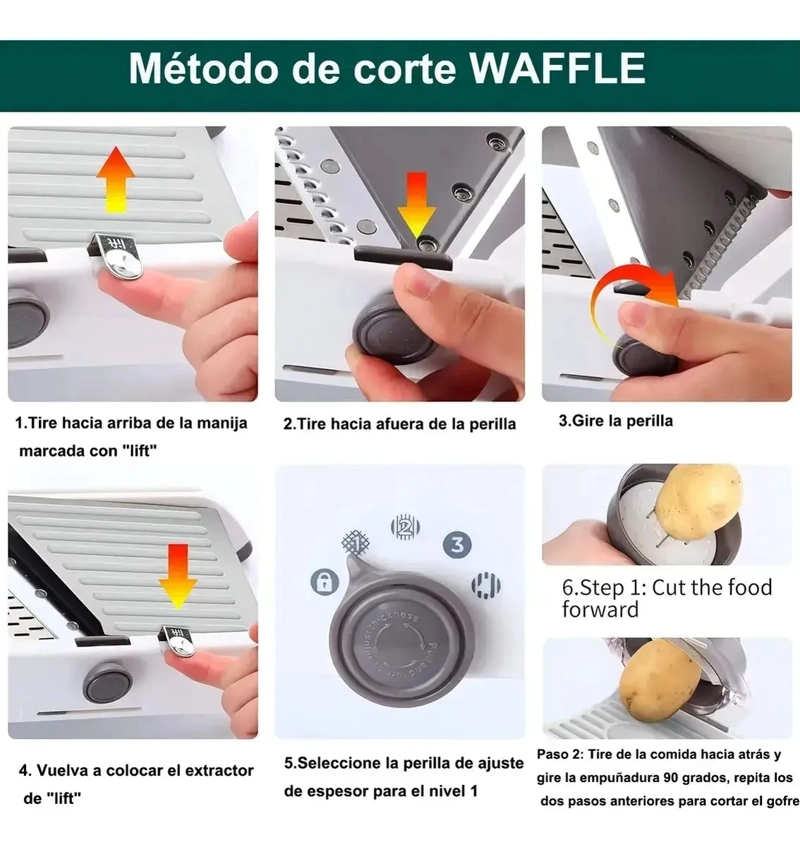 MANDOLINA CORTADOR VERDURAS RALLADOR PICADOR MULTIFUNCIONAL - 5