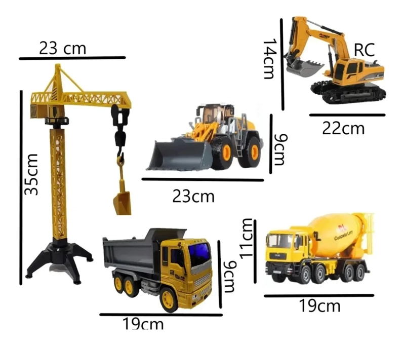 SET JUGUETES VEHICULOS DE CONSTRUCION A ESCALA RADIO CONTROL - 6
