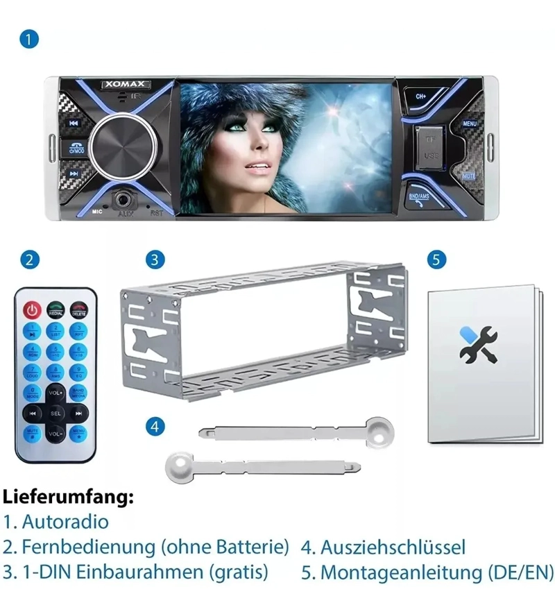 RADIO AUTO 1 DIN CON PANTALLA 4.1 BLUETOOTH USB SD CONTROL - 2