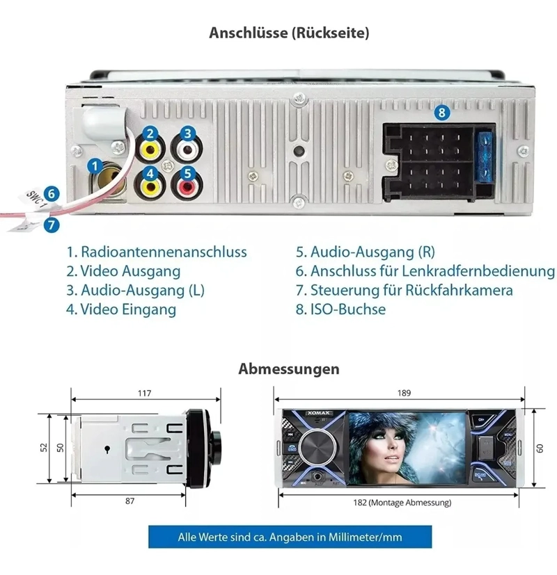 RADIO AUTO 1 DIN CON PANTALLA 4.1 BLUETOOTH USB SD CONTROL - 4