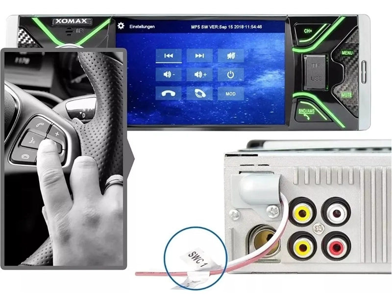 RADIO AUTO 1 DIN CON PANTALLA 4.1 BLUETOOTH USB SD CONTROL - 6