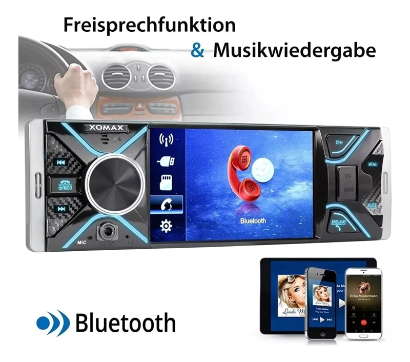 RADIO AUTO 1 DIN CON PANTALLA 4.1 BLUETOOTH USB SD CONTROL - 7