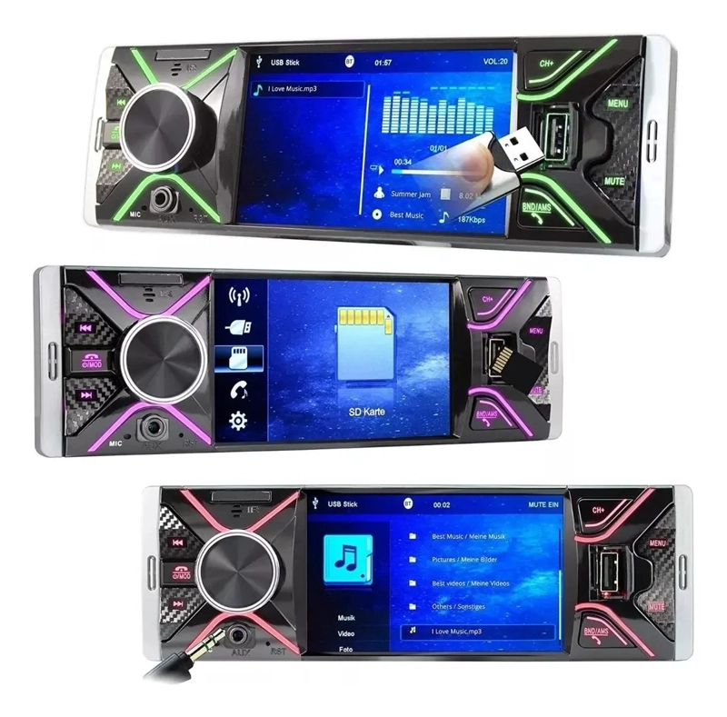 RADIO AUTO 1 DIN CON PANTALLA 4.1 BLUETOOTH USB SD CONTROL - 8