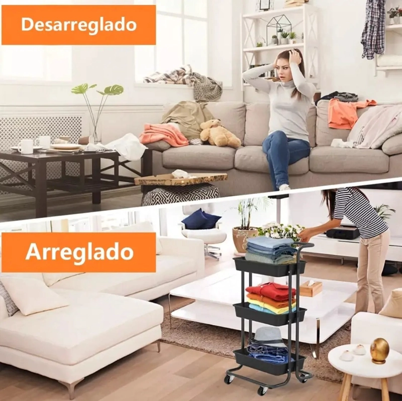 CARRO ORGANIZADOR ESTANTE DE ALMACENAMIENTO 3 NIVELES - 2
