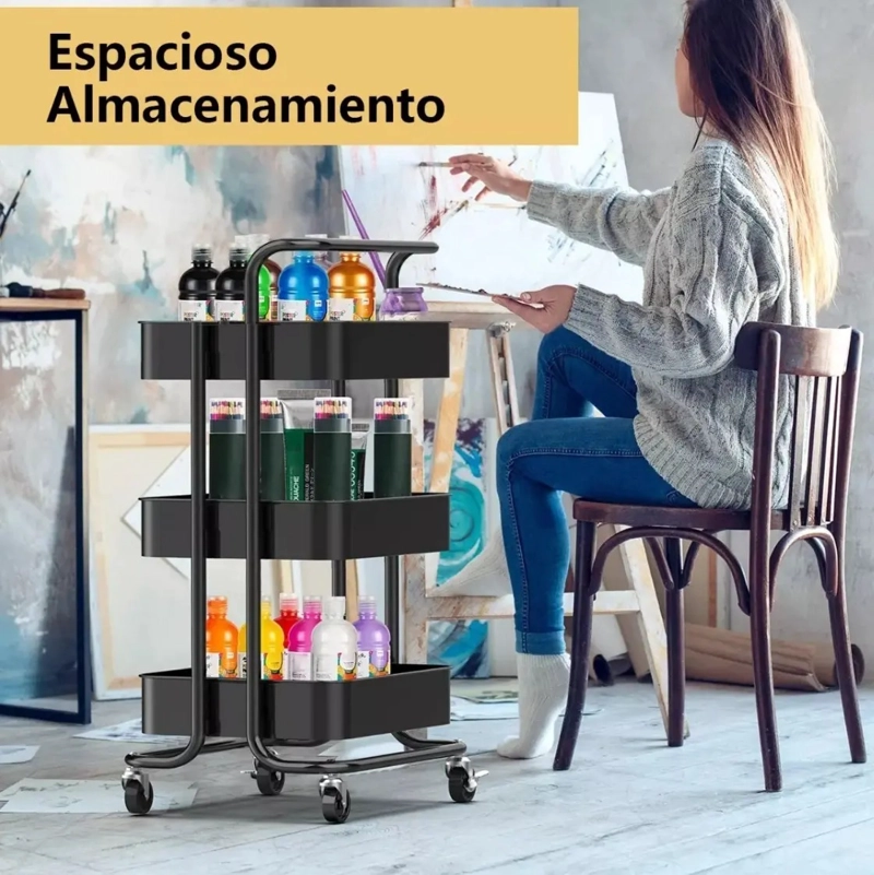 CARRO ORGANIZADOR ESTANTE DE ALMACENAMIENTO 3 NIVELES - 4